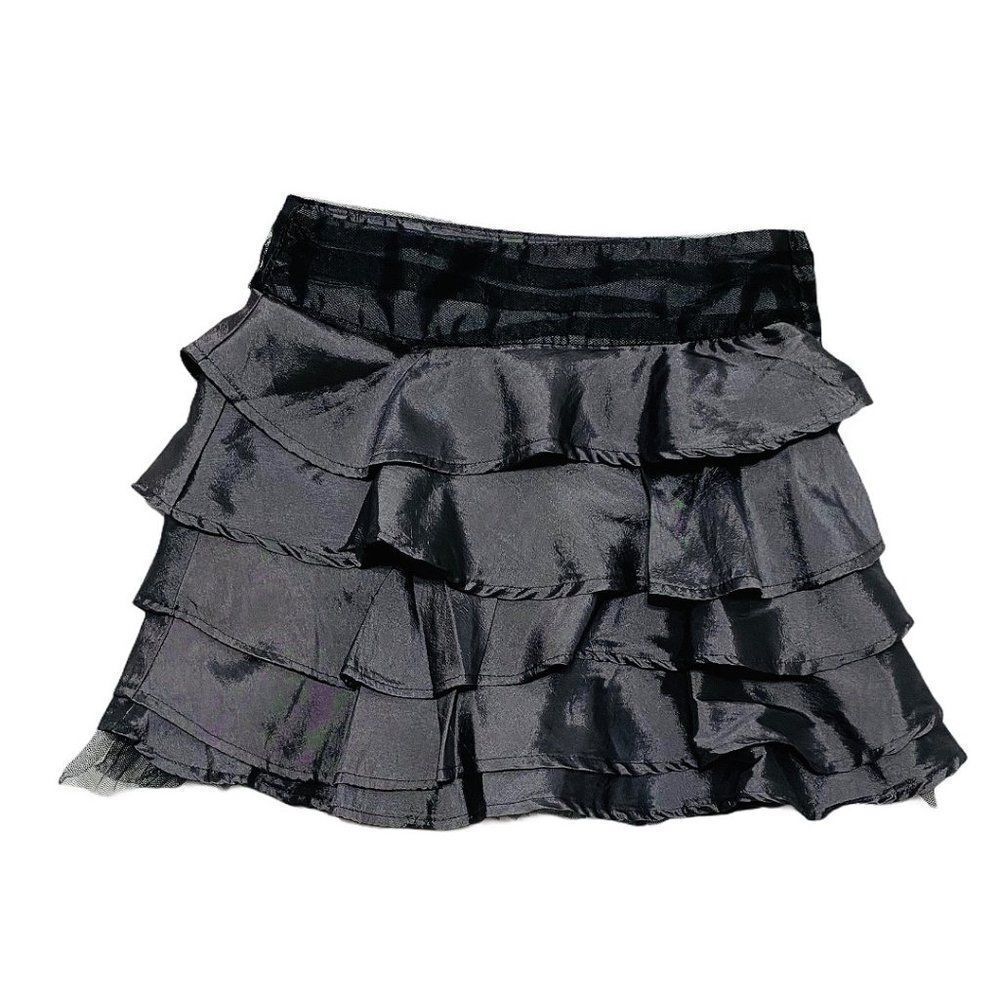 Tangerine Dark Grey Tiered Satin Skirt